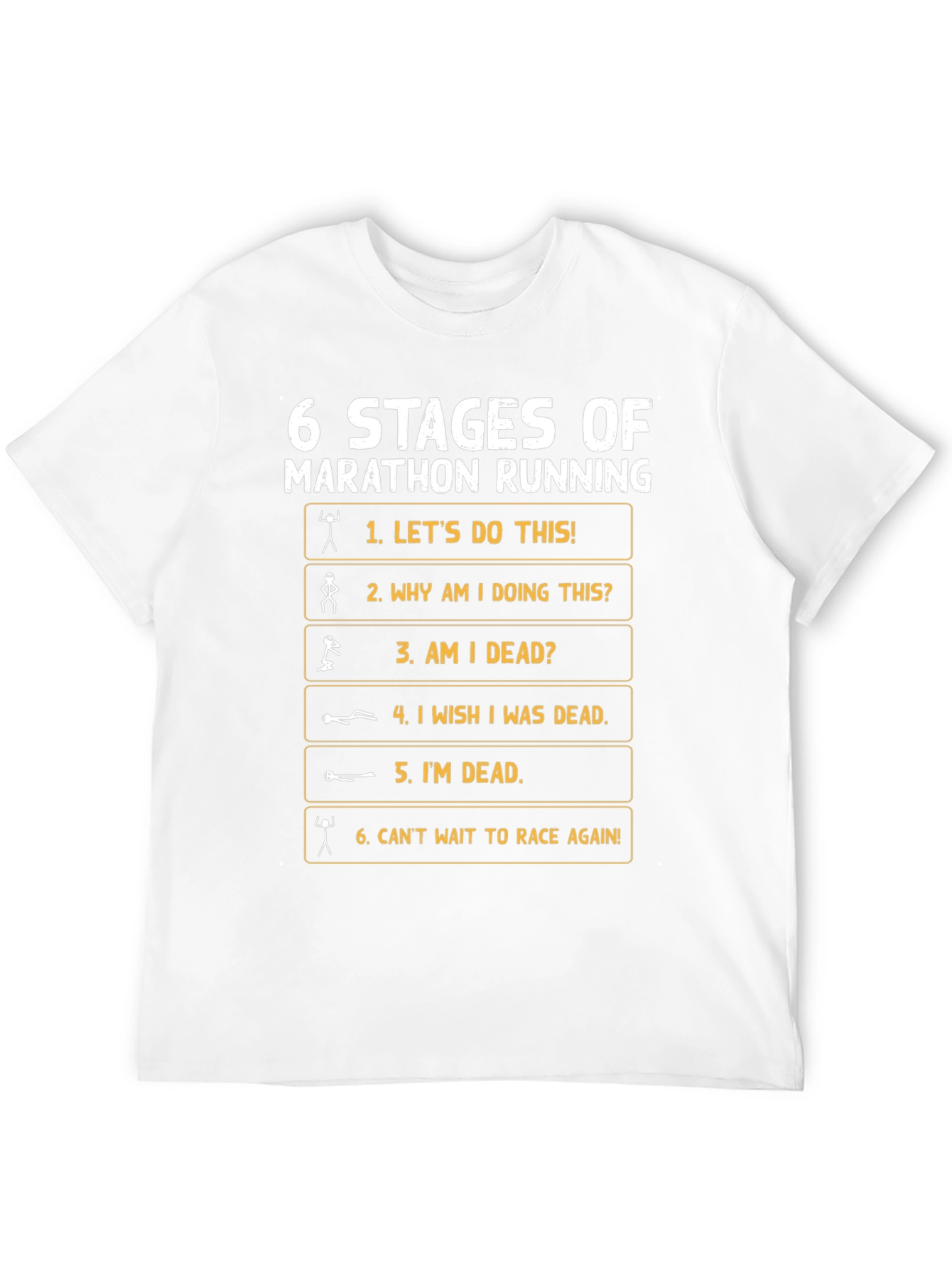 6 Stages Marathon Running Graphic T-Shirt
