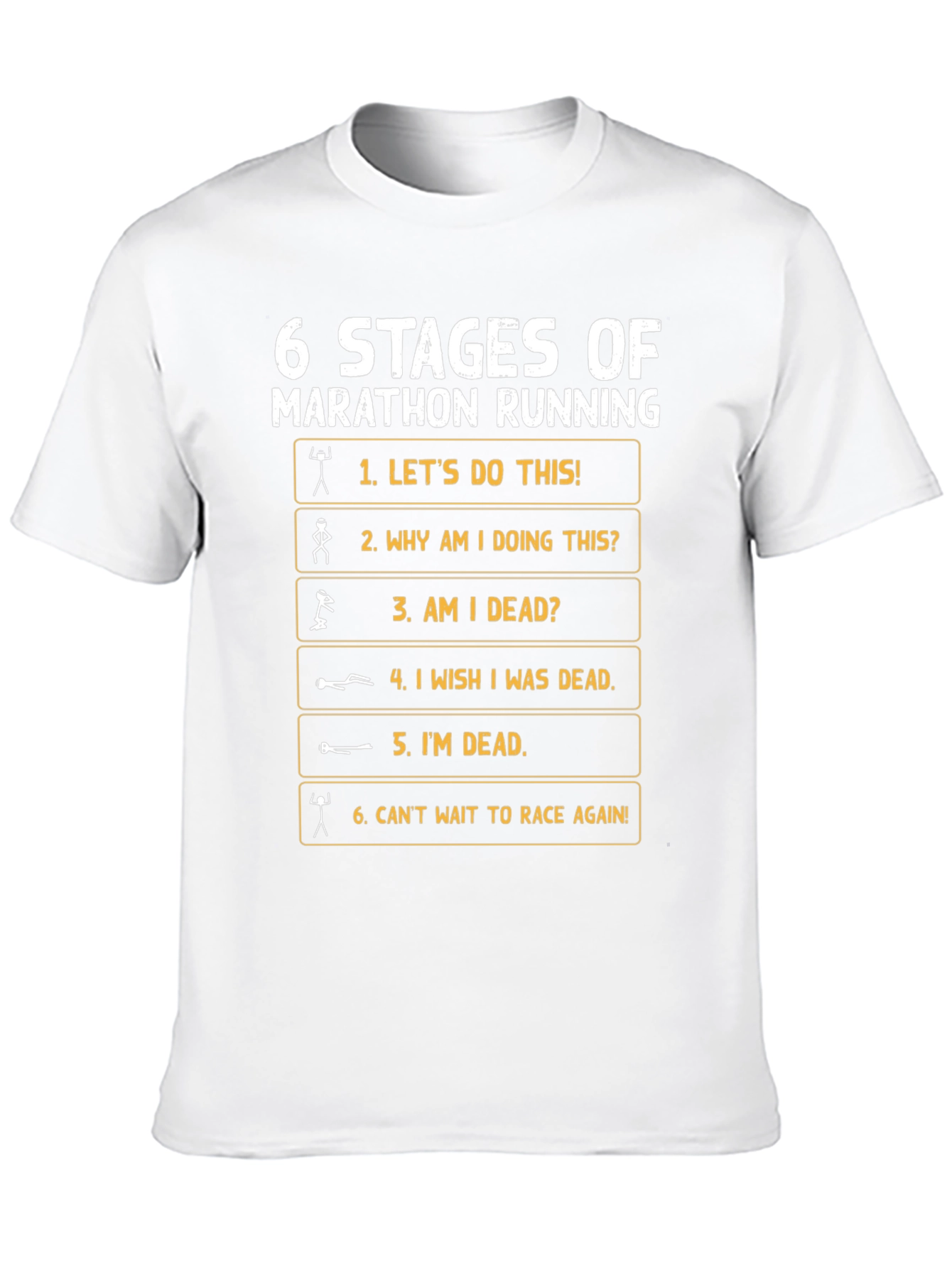 6 Stages Marathon Running Graphic T-Shirt