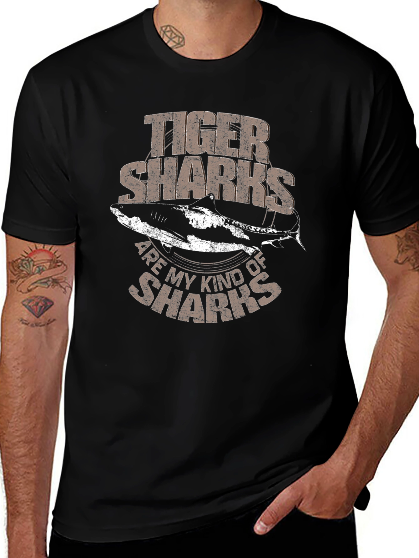 Tiger Sharks Graphic Tee - Mens Black T-Shirt