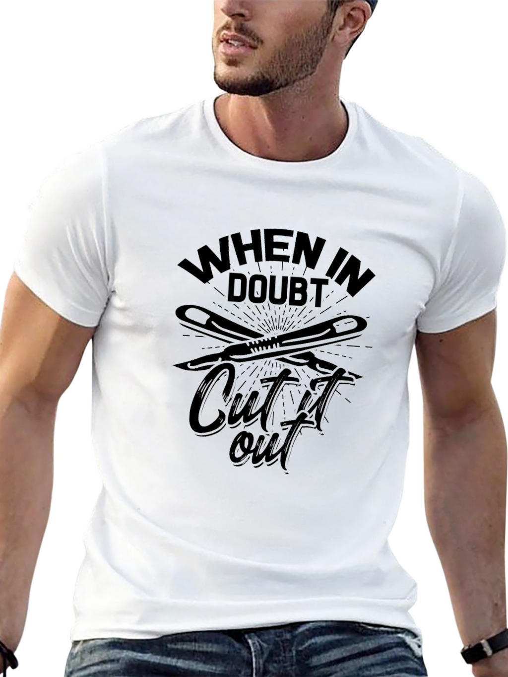When In Doubt Cut It Out Mens Black T-Shirt
