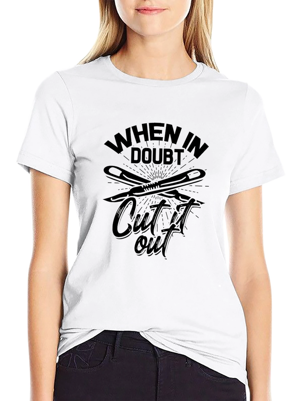 When In Doubt Cut It Out Mens Black T-Shirt
