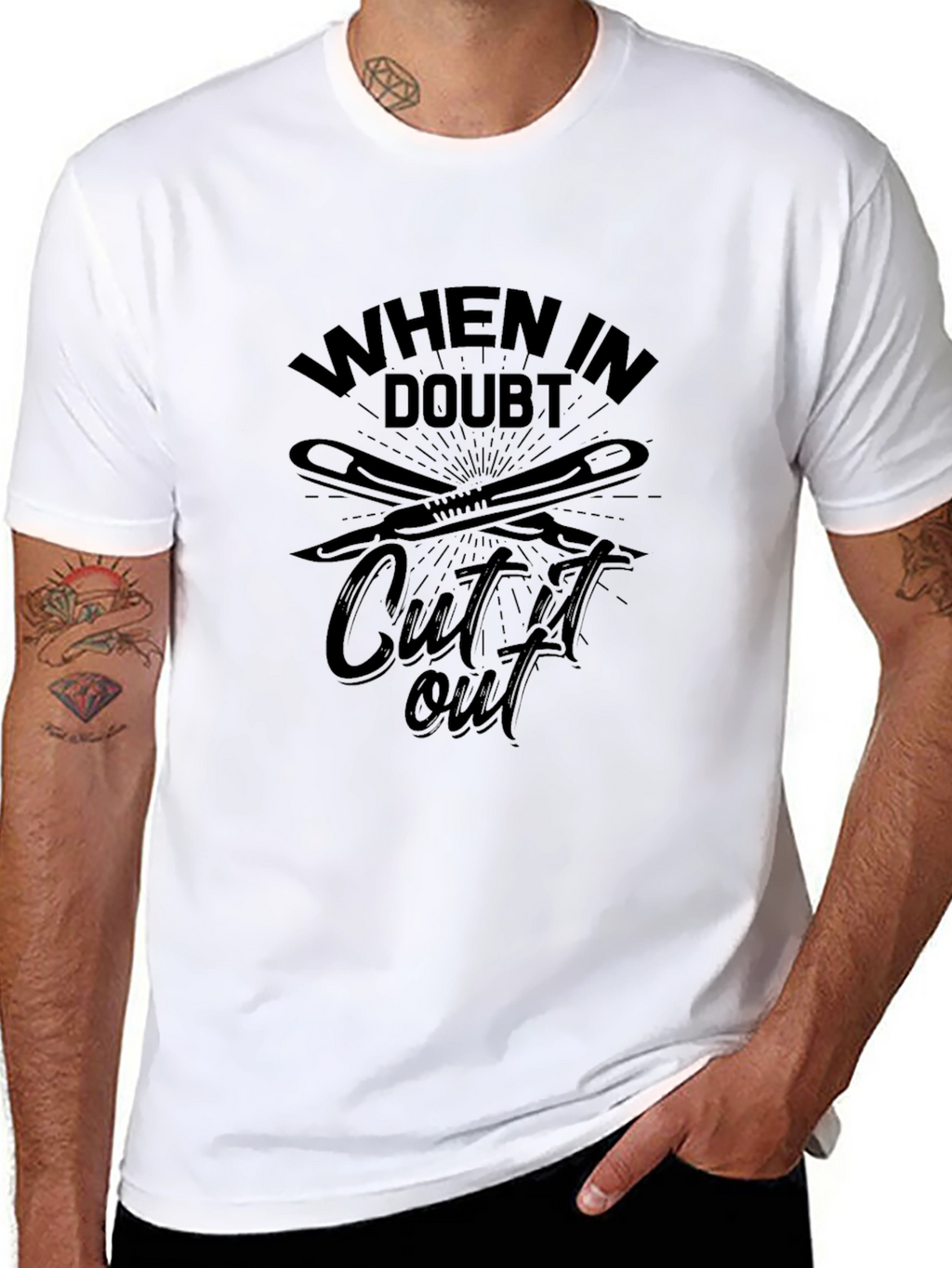 When In Doubt Cut It Out Mens Black T-Shirt
