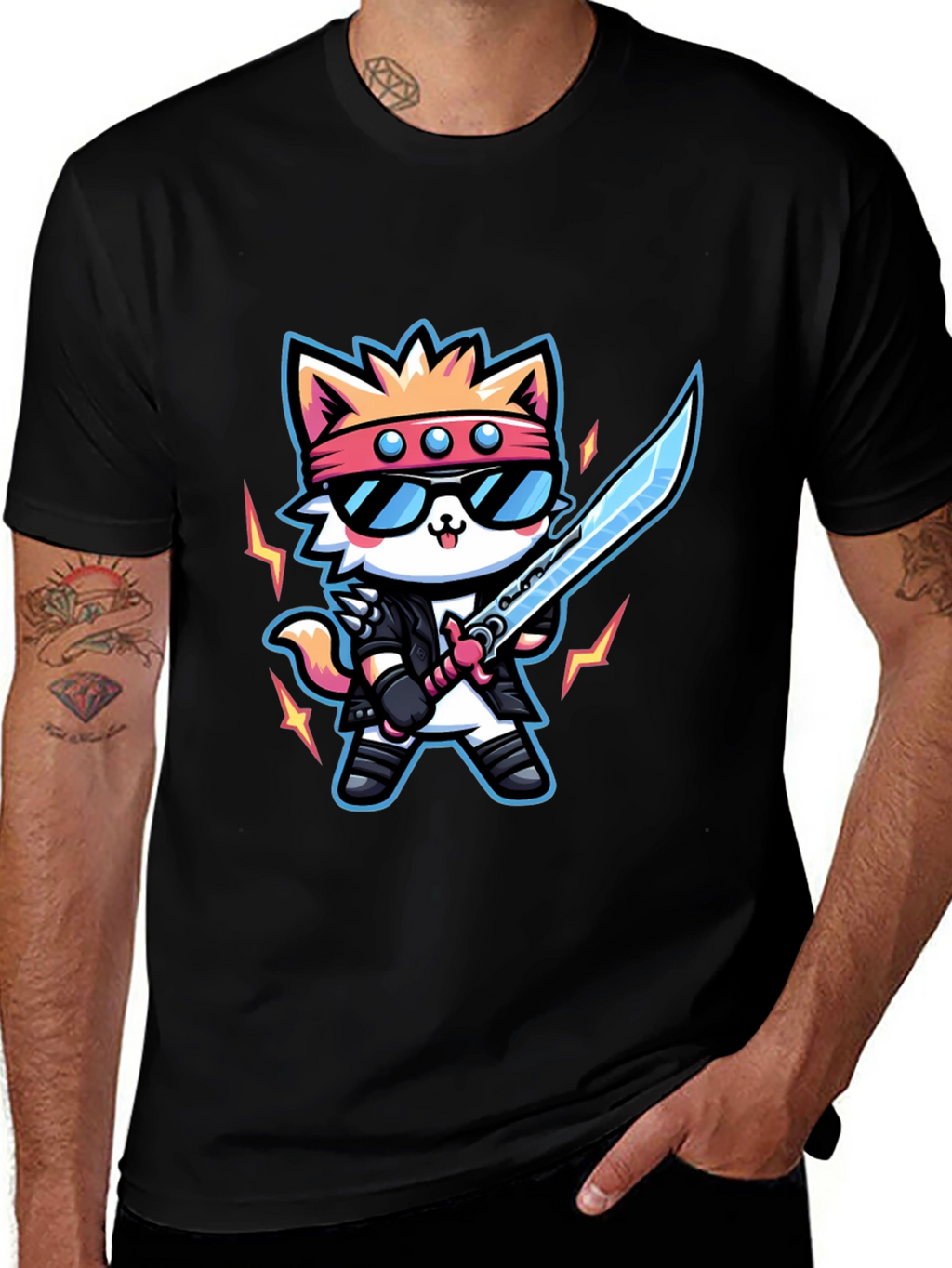 Cool Cat Samurai Graphic Tee