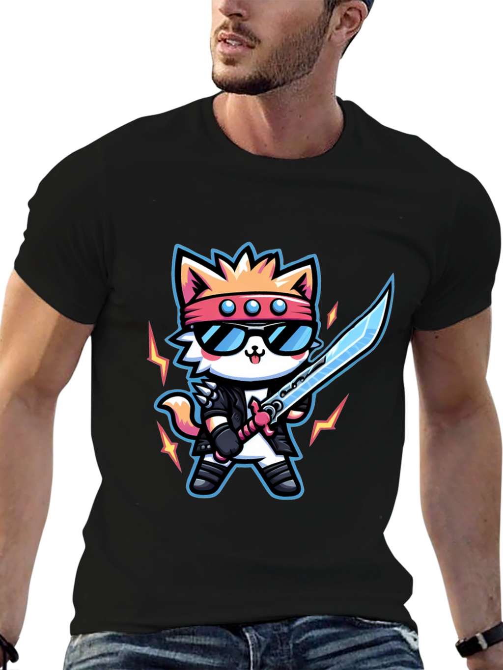 Cool Cat Samurai Graphic Tee