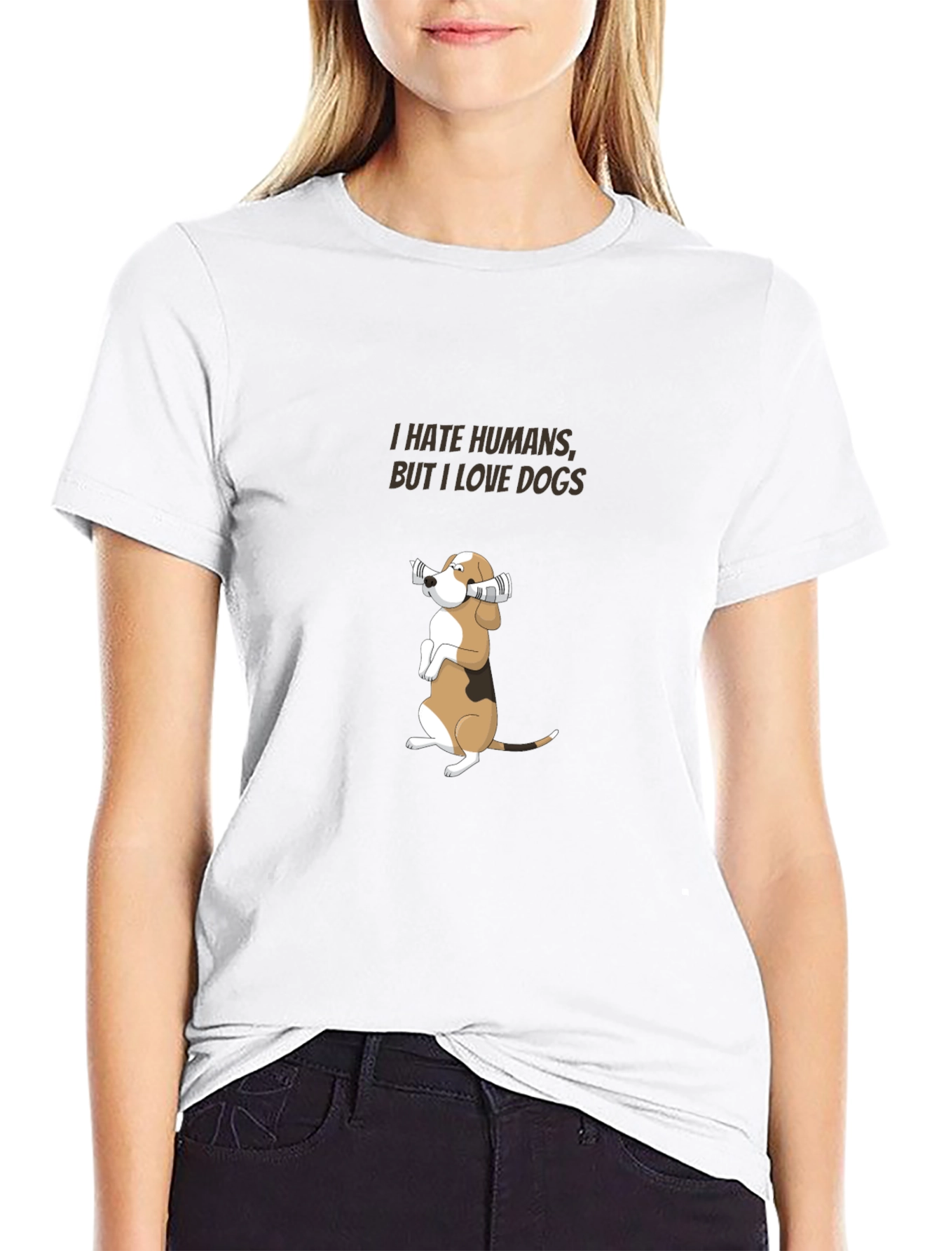 I Hate Humans But I Love Dogs Black T-Shirt