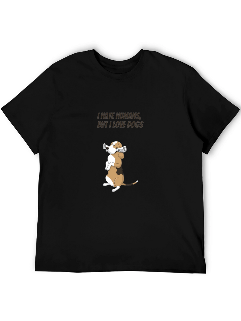 I Hate Humans But I Love Dogs Black T-Shirt