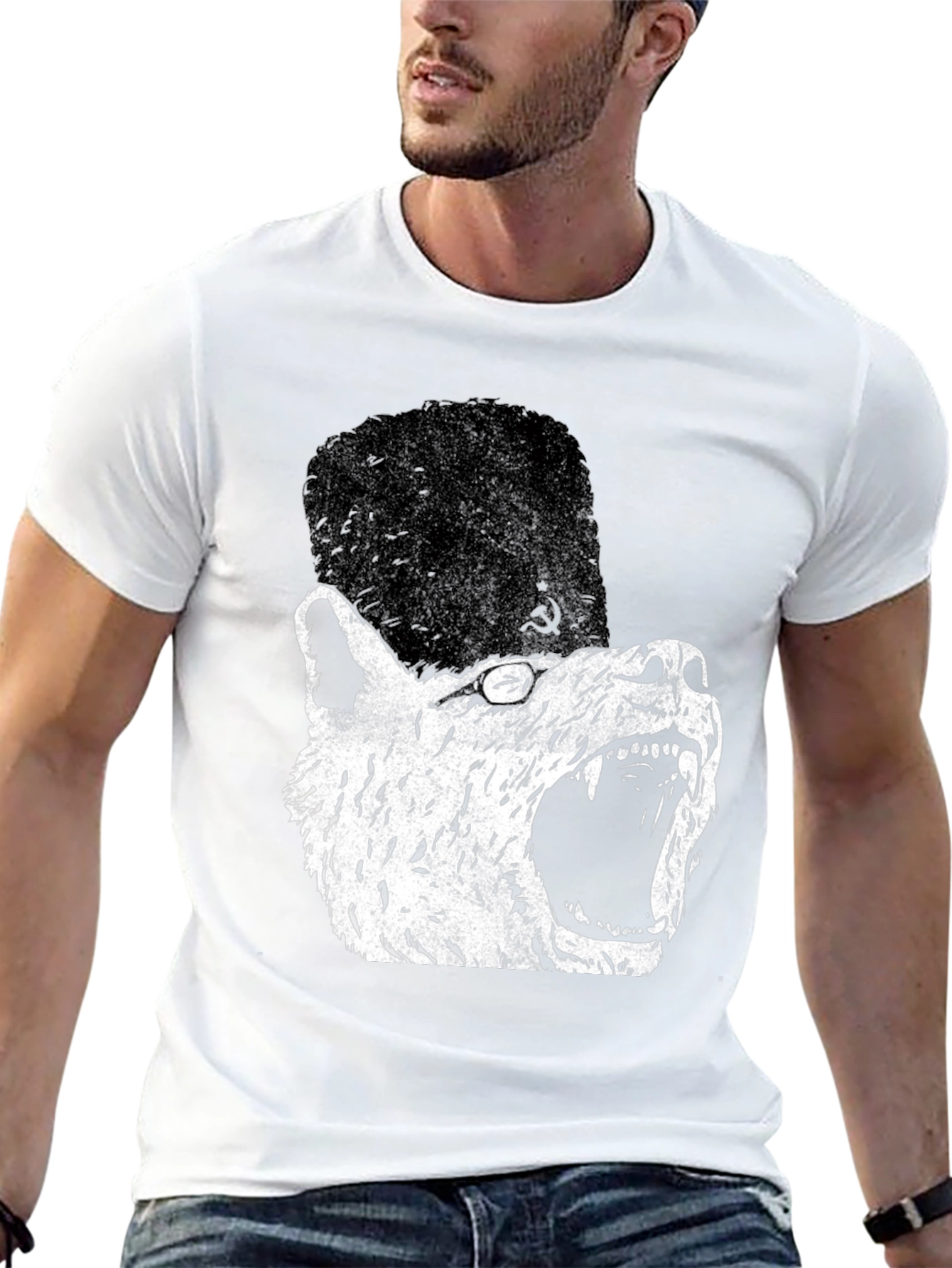 Soviet Wolf T-Shirt - Distressed Graphic Print