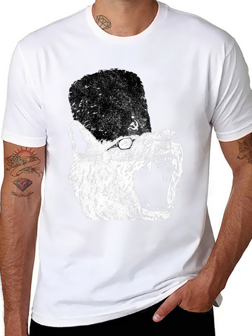 Soviet Wolf T-Shirt - Distressed Graphic Print
