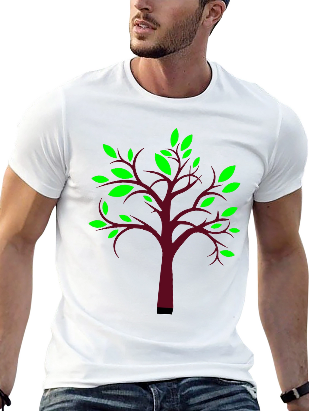 Nature Inspired Black T-Shirt with Tree Design