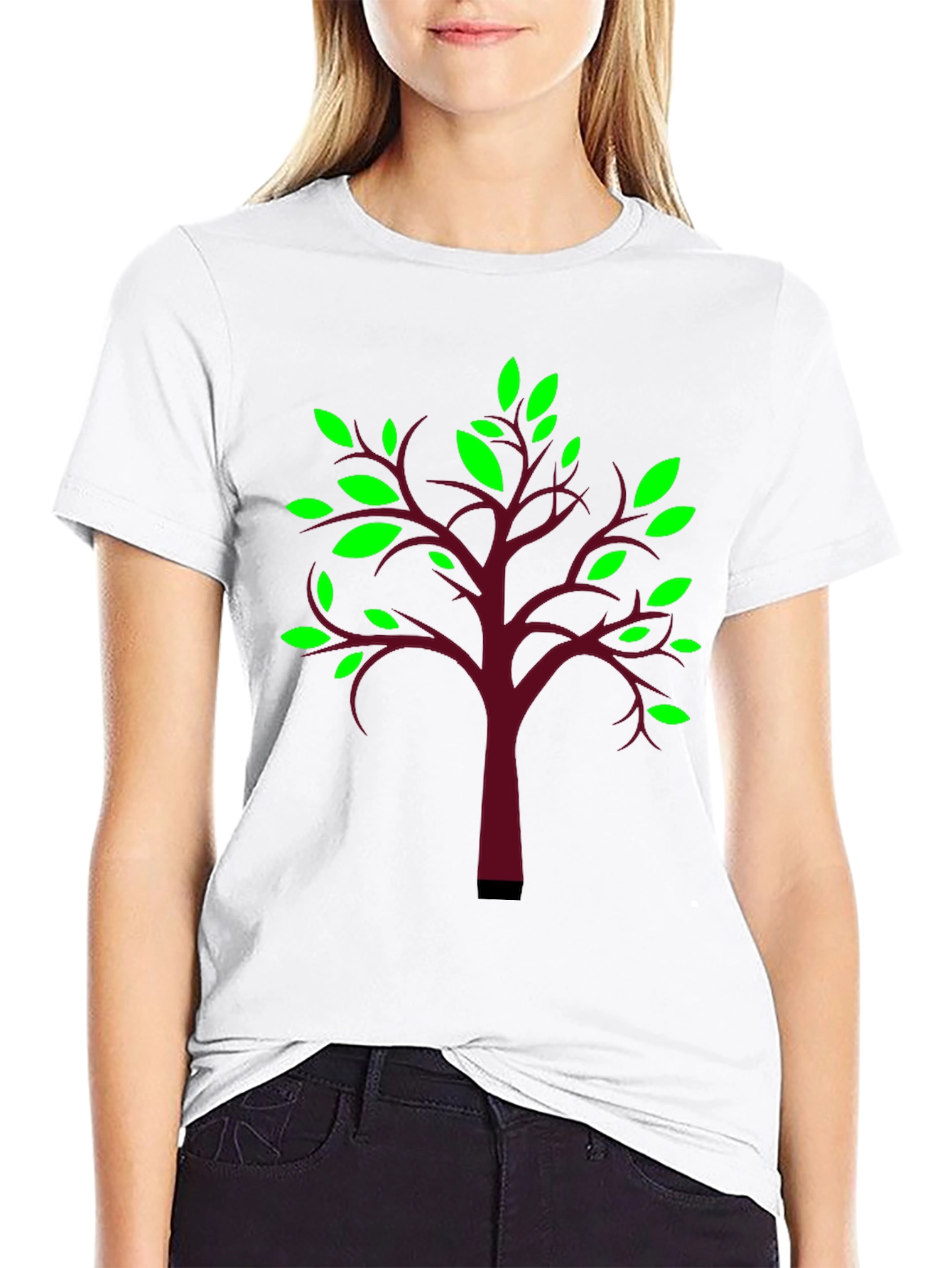 Nature Inspired Black T-Shirt with Tree Design