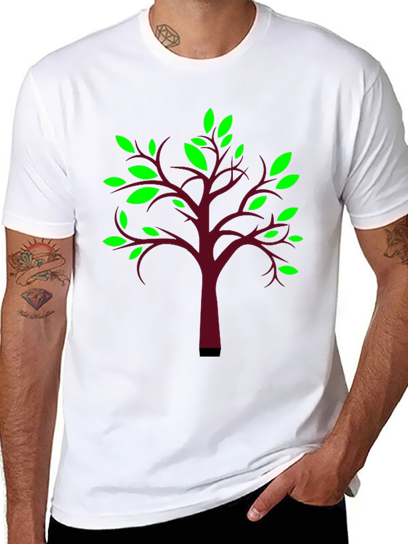 Nature Inspired Black T-Shirt with Tree Design