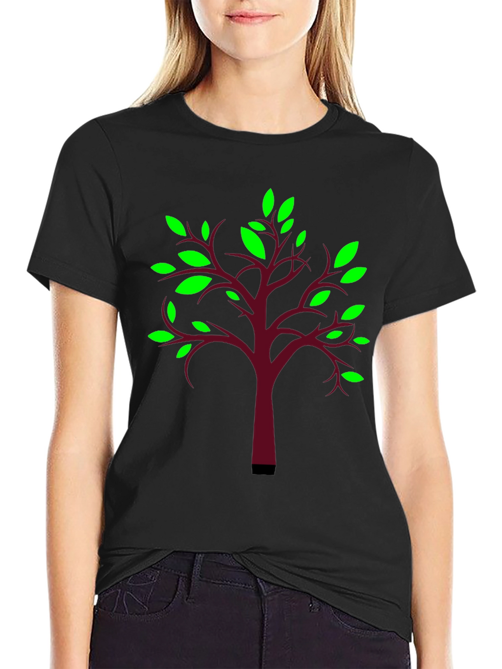 Nature Inspired Black T-Shirt with Tree Design