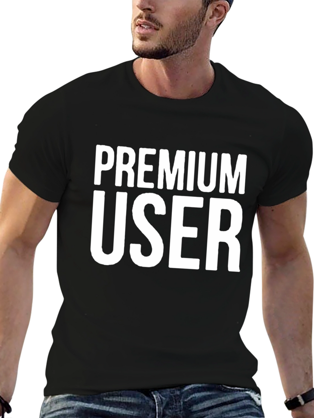 Premium User Graphic Tee - Black Cotton Shirt