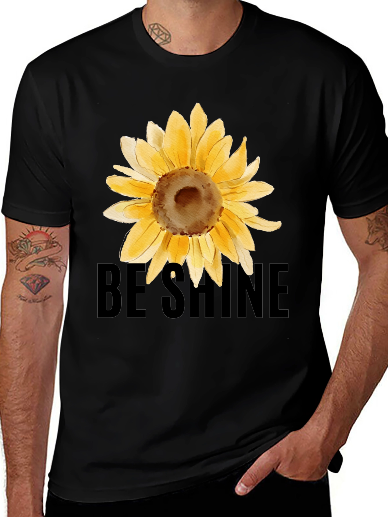 Sunflower Graphic Black Tee - Be Shine T-Shirt