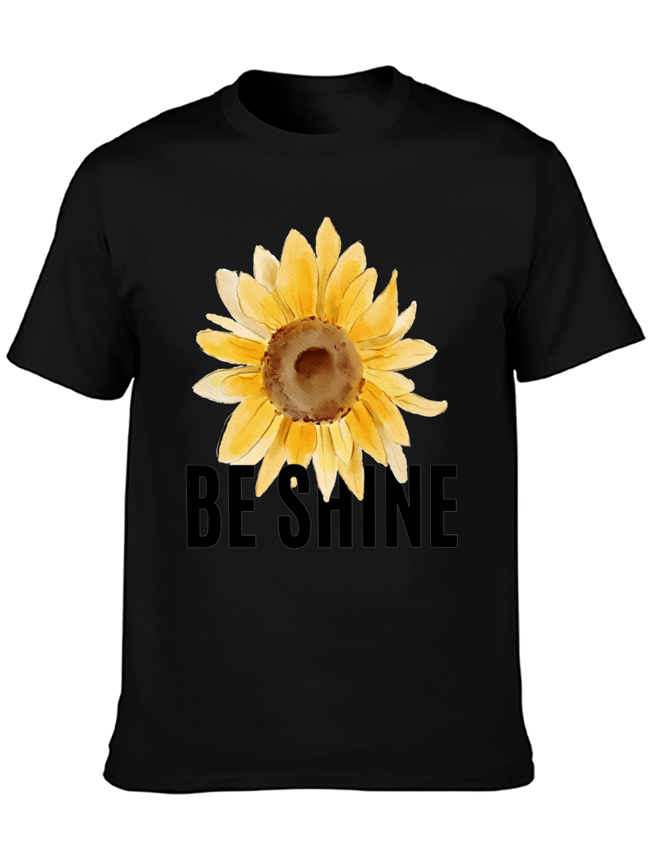 Sunflower Graphic Black Tee - Be Shine T-Shirt