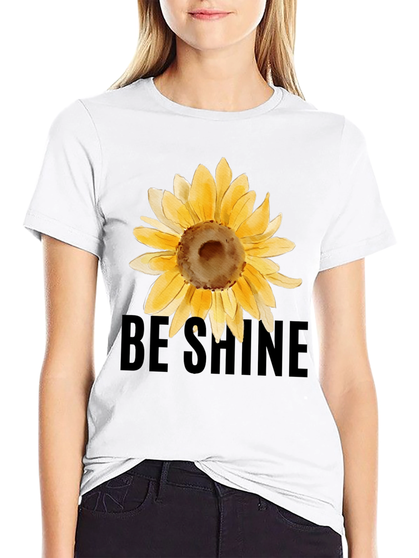 Sunflower Graphic Black Tee - Be Shine T-Shirt