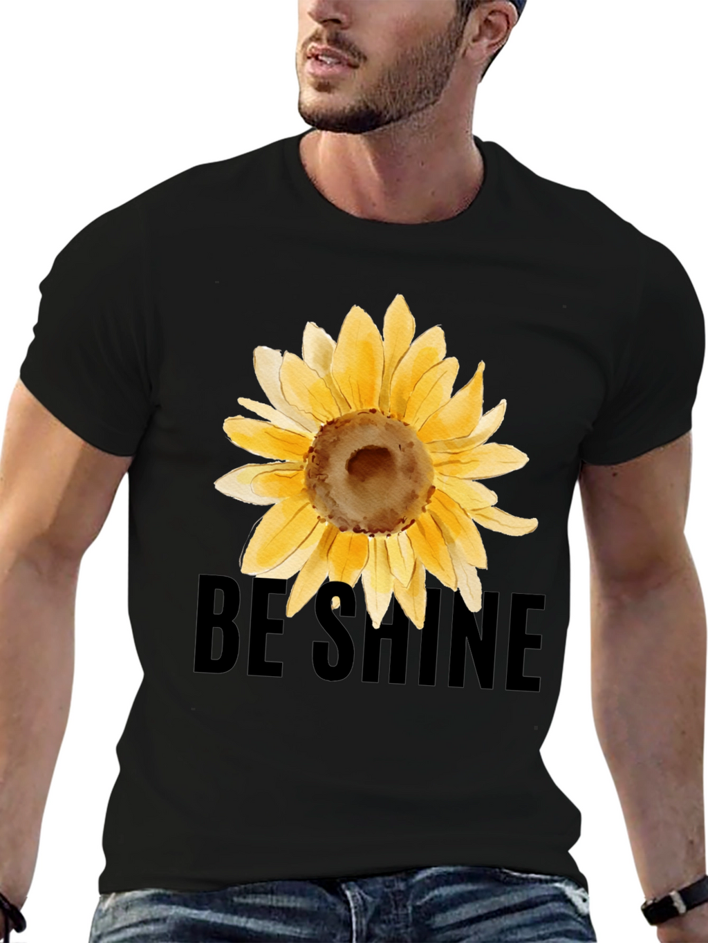 Sunflower Graphic Black Tee - Be Shine T-Shirt
