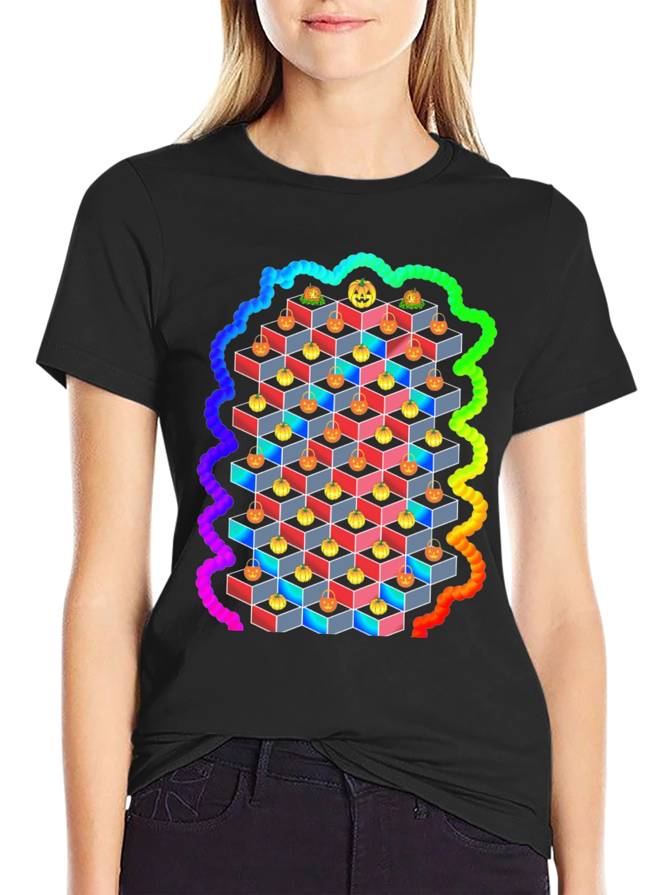 Halloween Pumpkin Cube T-Shirt