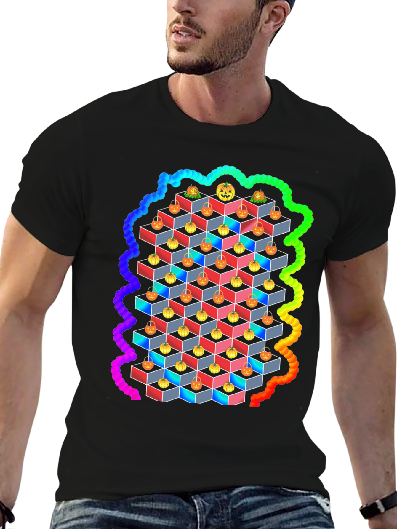Halloween Pumpkin Cube T-Shirt