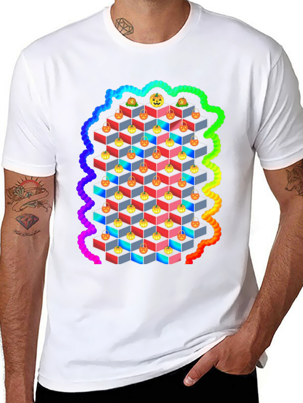 Halloween Pumpkin Cube T-Shirt
