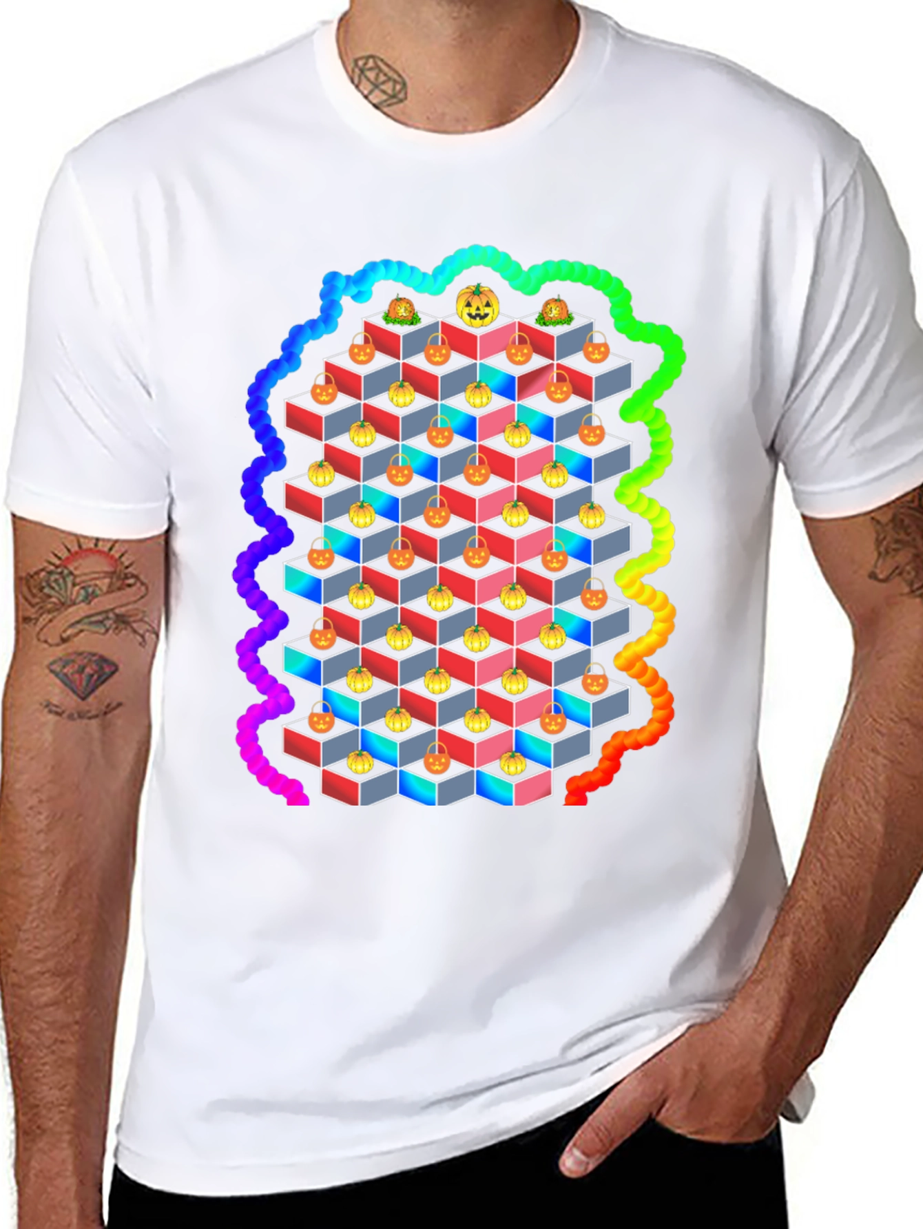 Halloween Pumpkin Cube T-Shirt