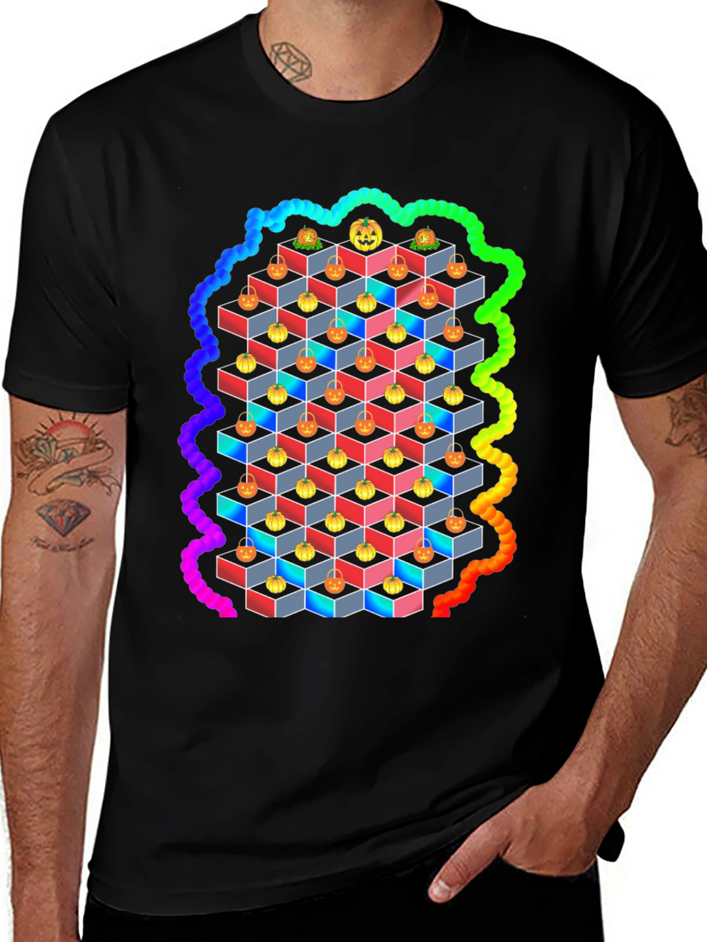 Halloween Pumpkin Cube T-Shirt