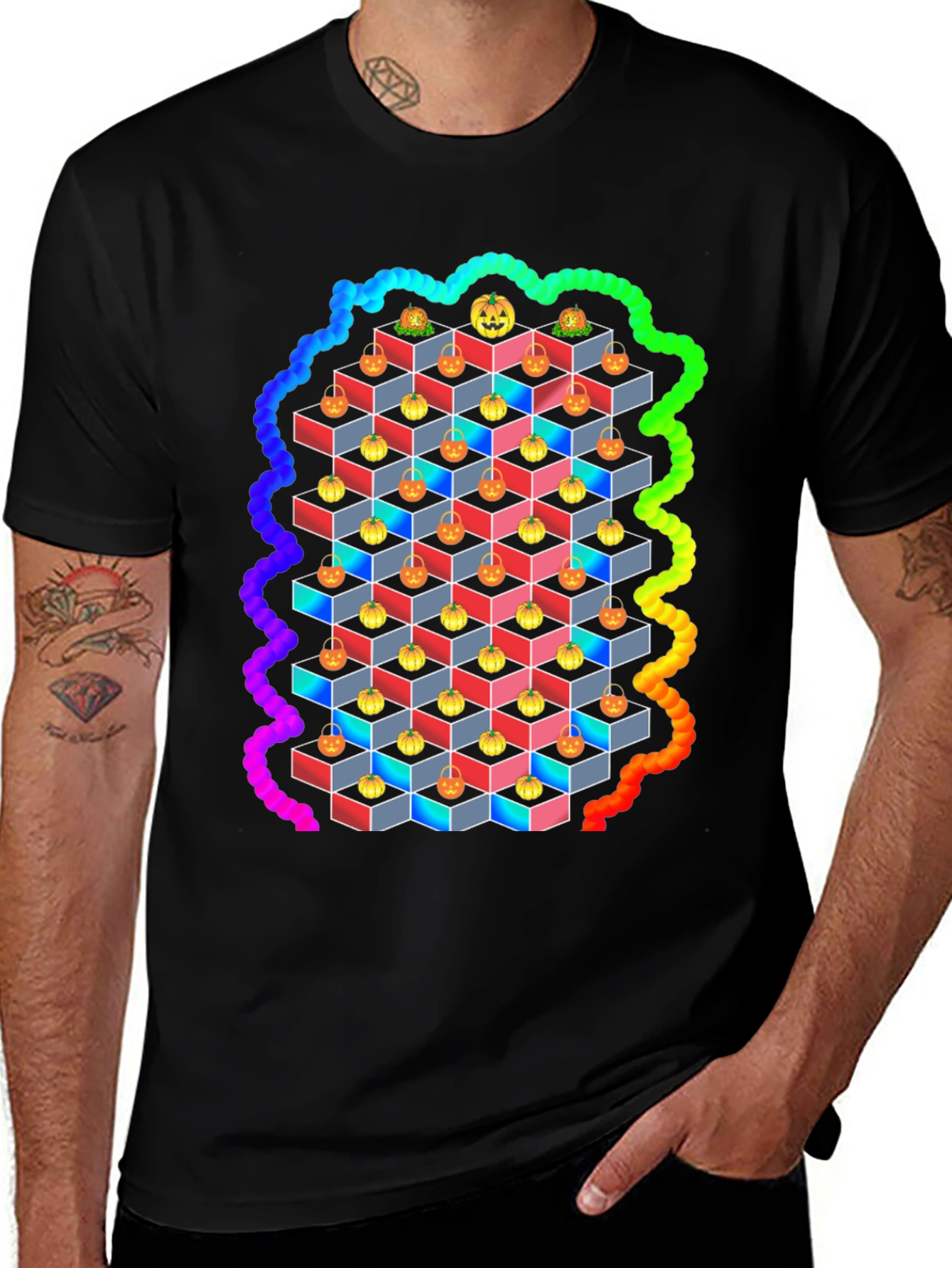 Halloween Pumpkin Cube T-Shirt