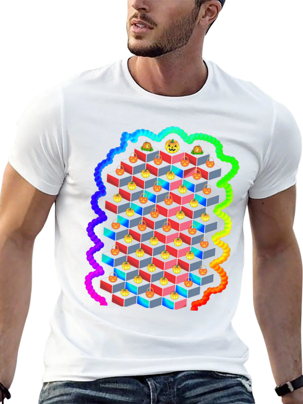 Halloween Pumpkin Cube T-Shirt