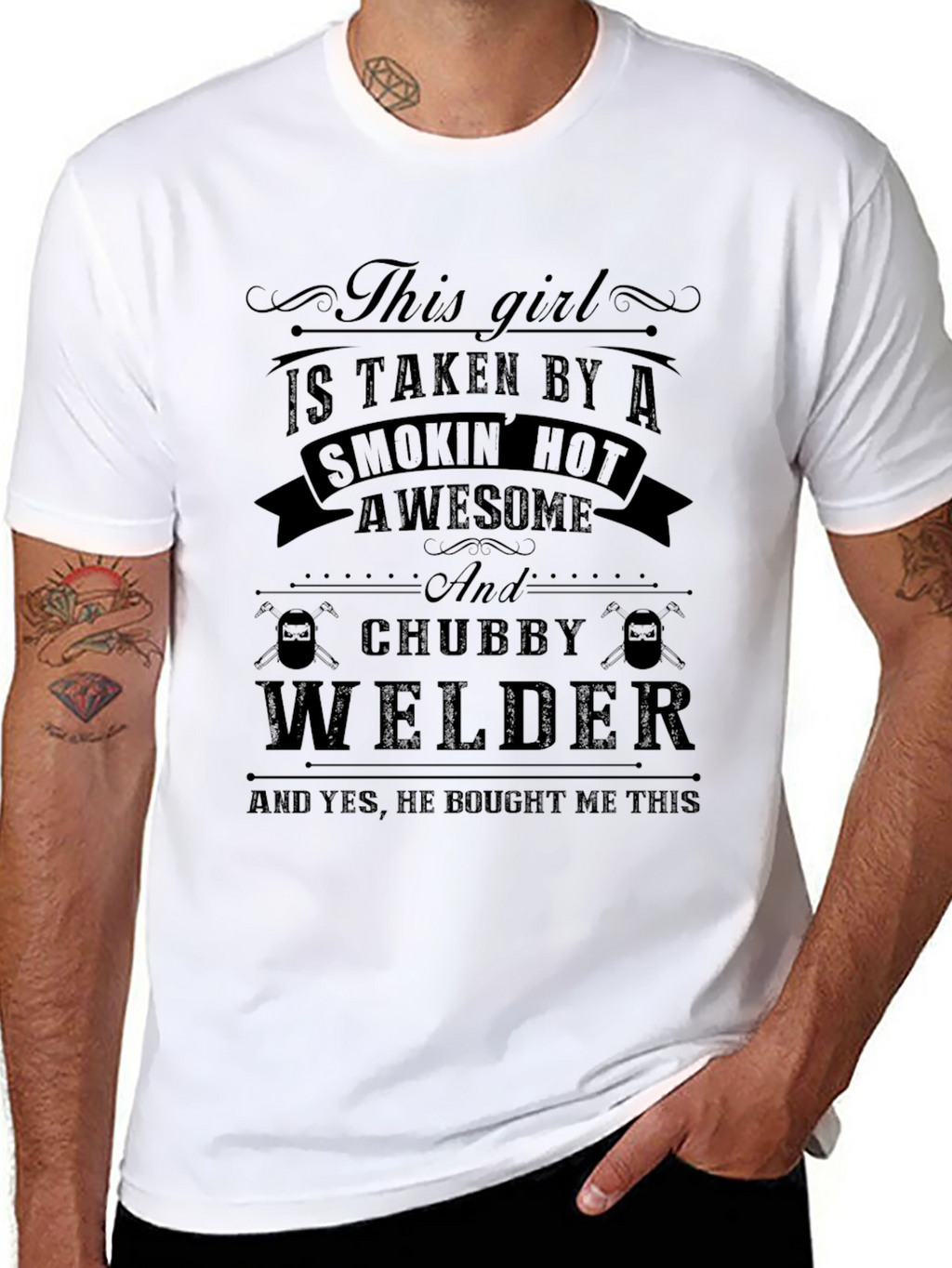 Taken by a Chubby Welder - Funny Graphic T-Shirt