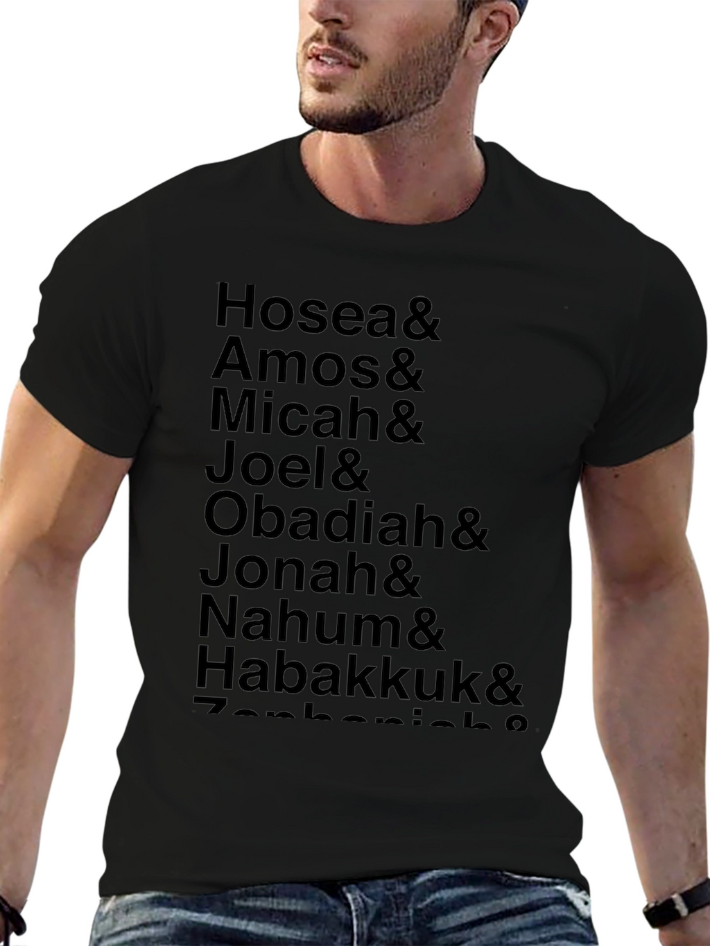 Mens Black T-Shirt With Religious List