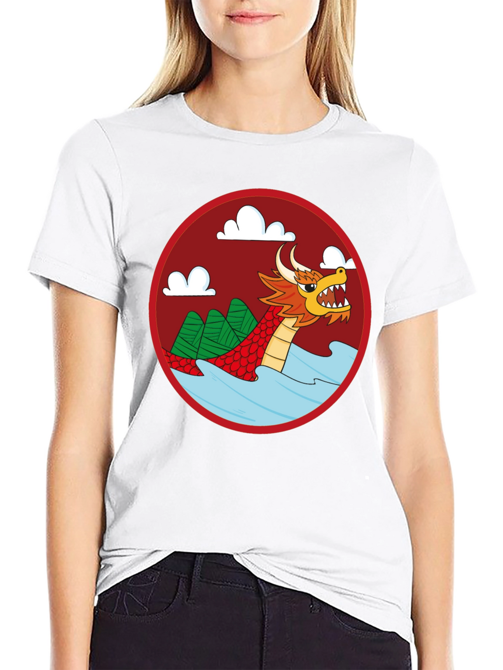 Dragon Graphic Tee - Black Crew Neck Cotton T-Shirt