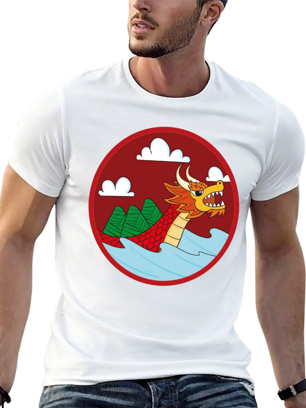 Dragon Graphic Tee - Black Crew Neck Cotton T-Shirt