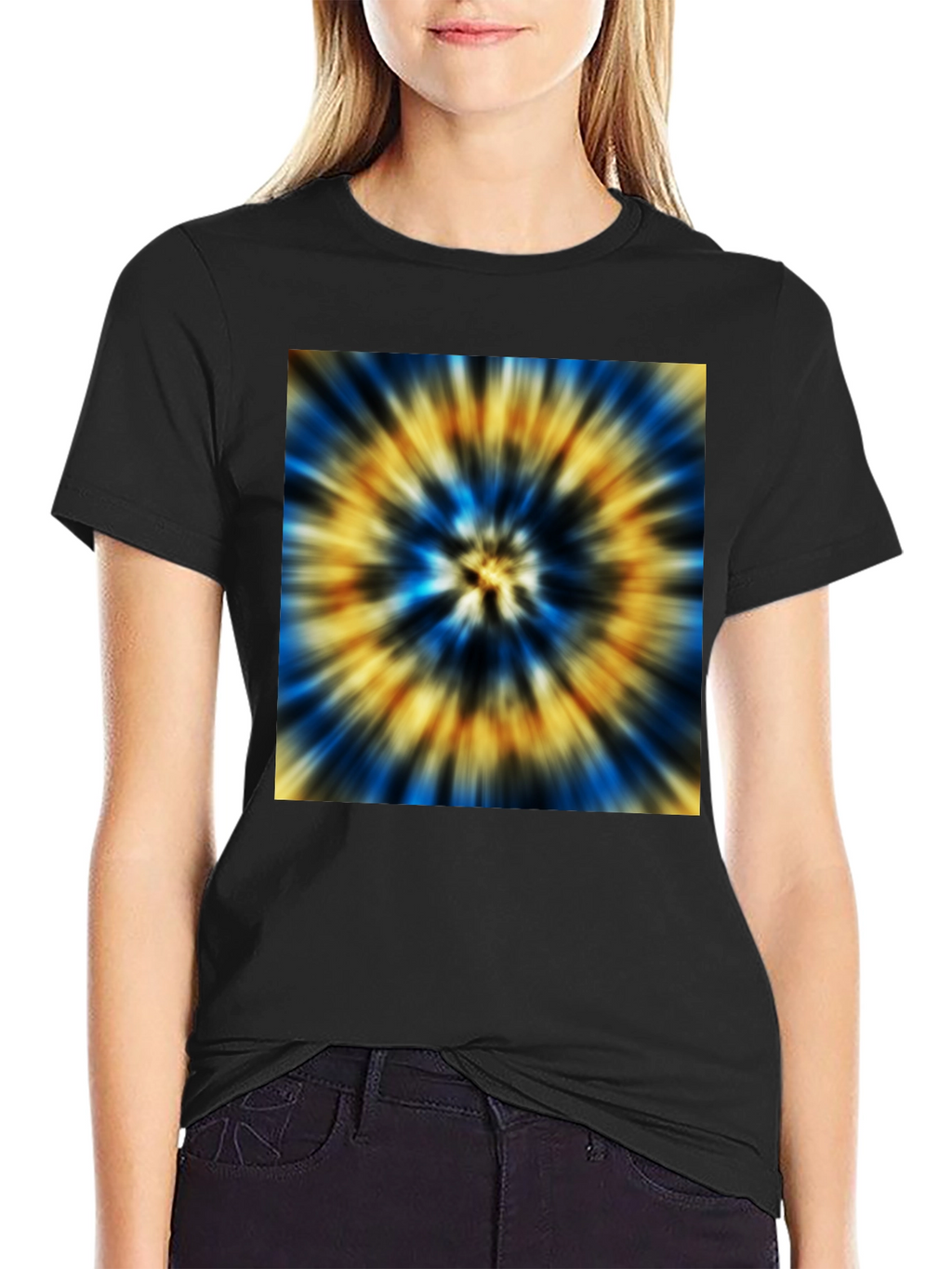 Vibrant Tie-Dye Graphic Black T-Shirt