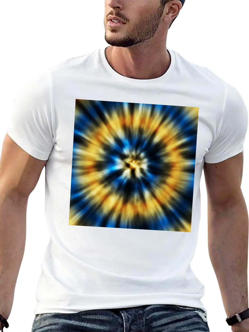 Vibrant Tie-Dye Graphic Black T-Shirt