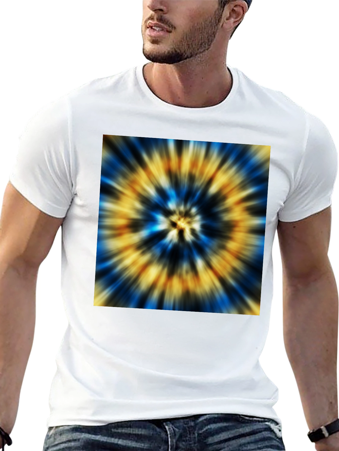 Vibrant Tie-Dye Graphic Black T-Shirt