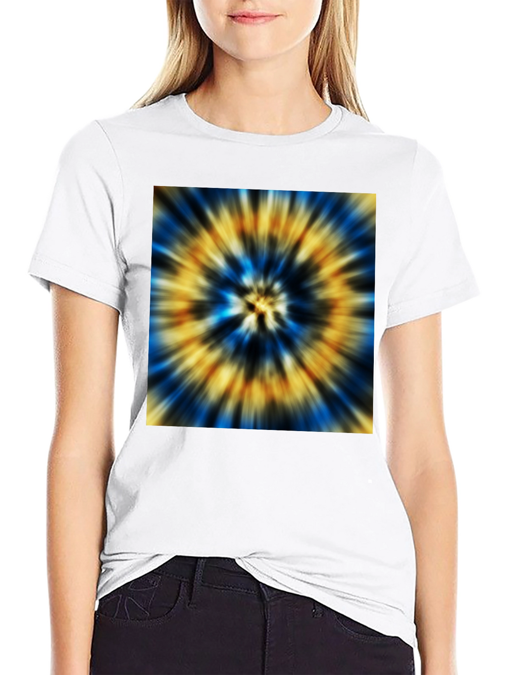 Vibrant Tie-Dye Graphic Black T-Shirt