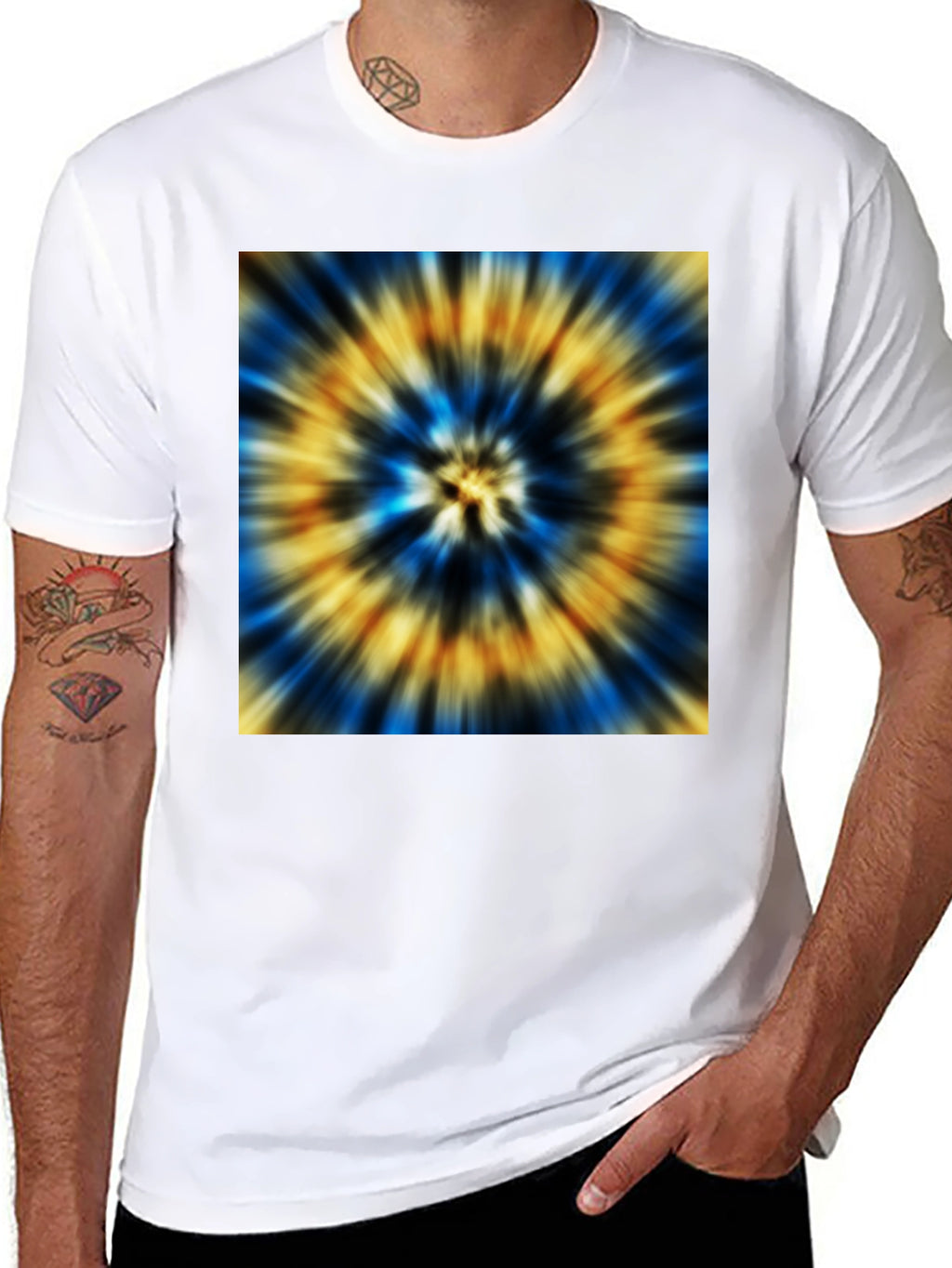 Vibrant Tie-Dye Graphic Black T-Shirt