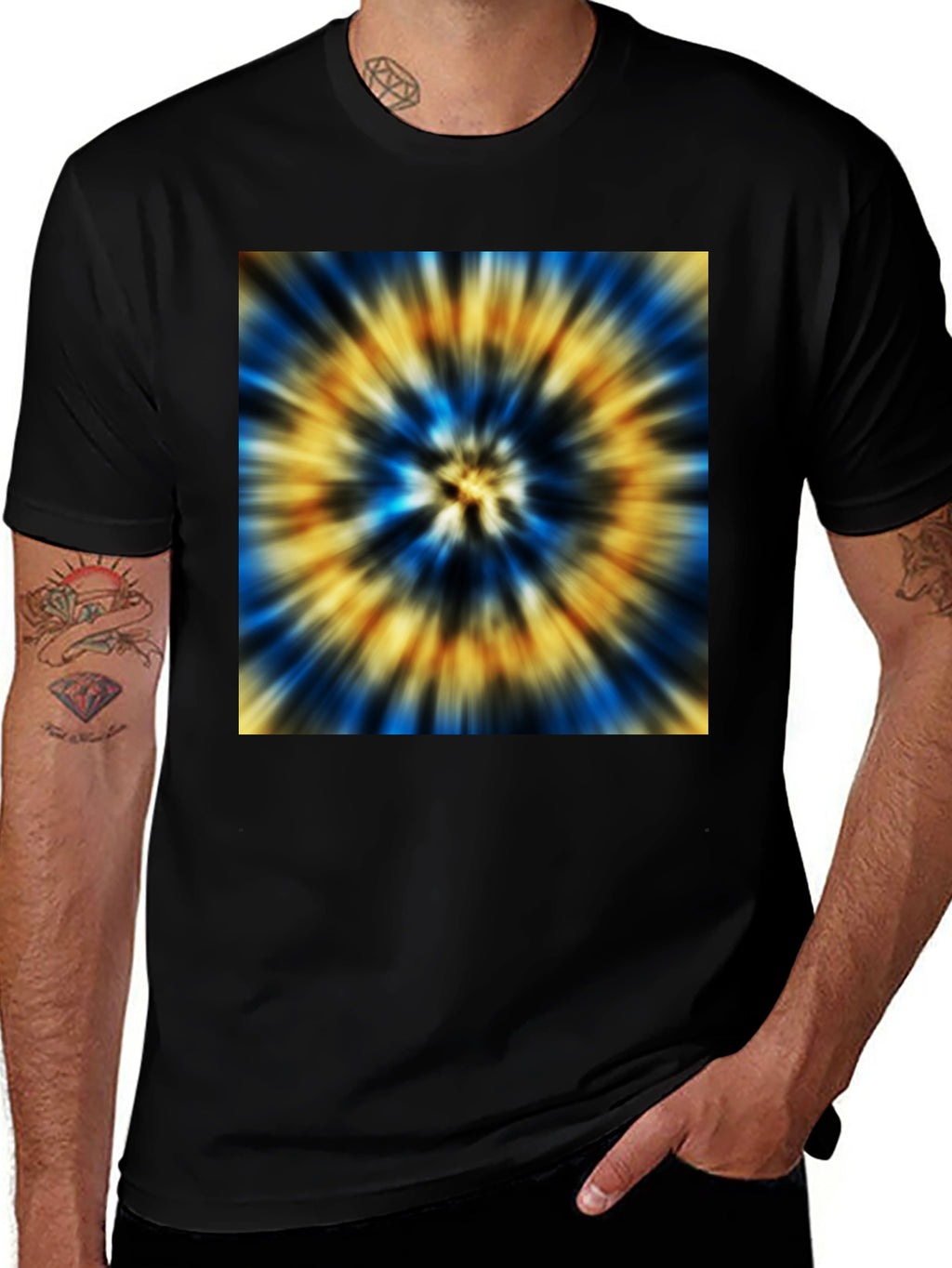 Vibrant Tie-Dye Graphic Black T-Shirt