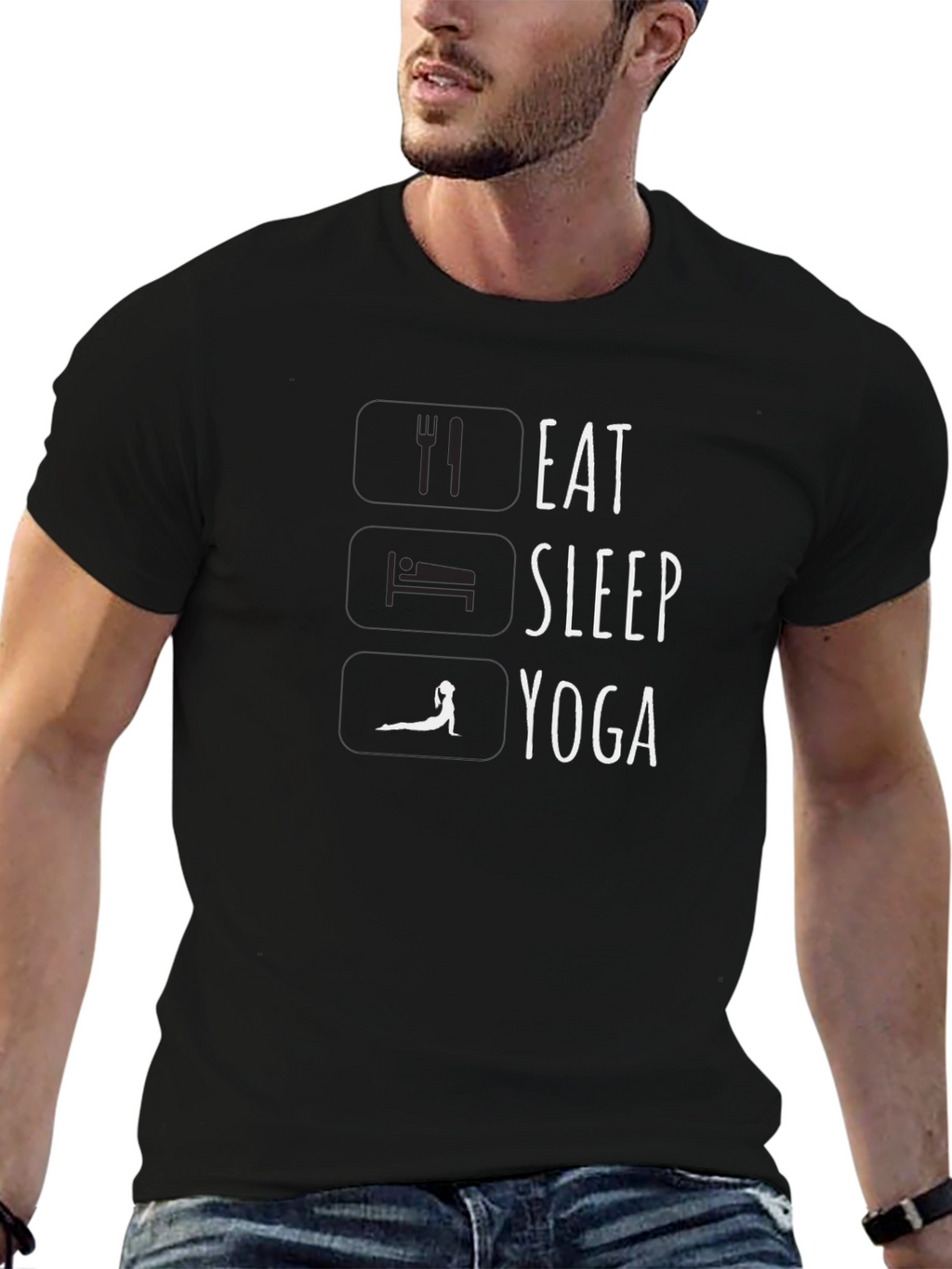 Eat Sleep Yoga Black T-Shirt - Mens Graphic Tee