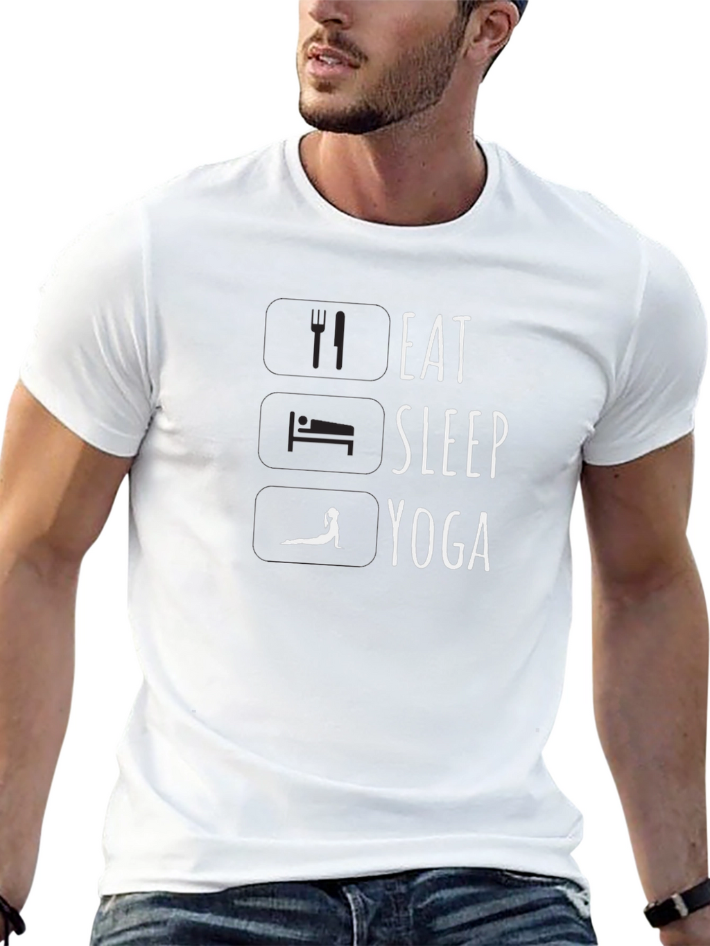 Eat Sleep Yoga Black T-Shirt - Mens Graphic Tee