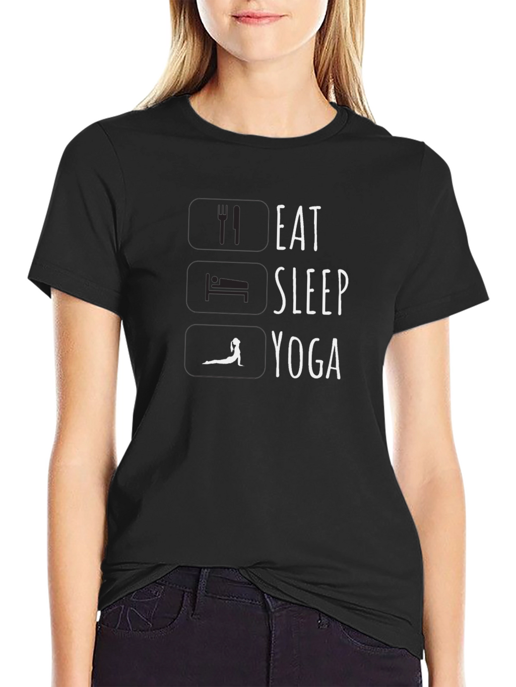 Eat Sleep Yoga Black T-Shirt - Mens Graphic Tee