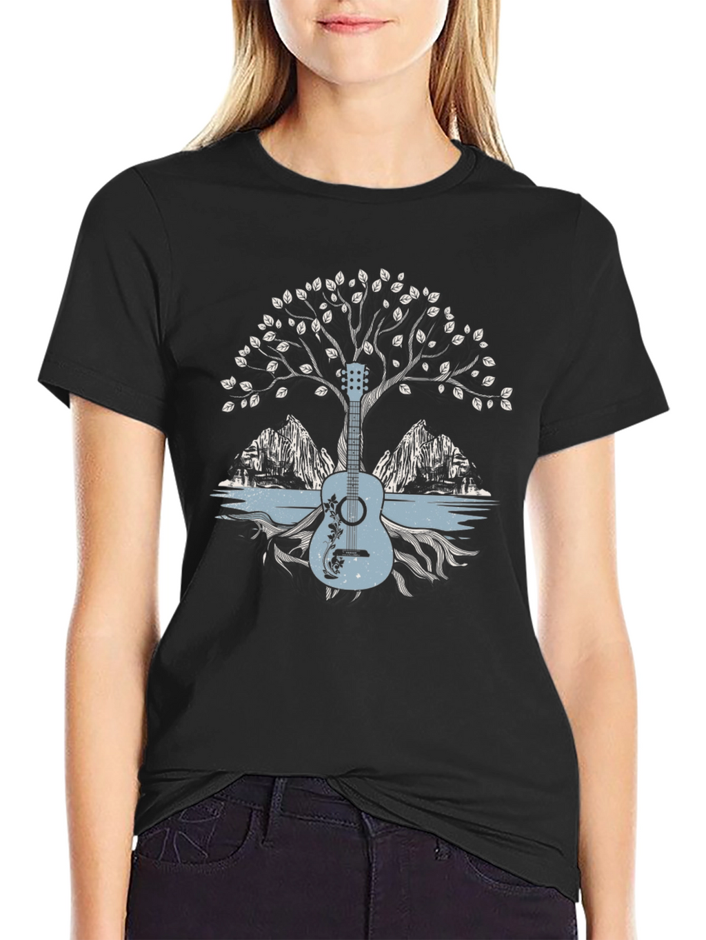 Guitar Tree Graphic Tee - Nature Inspired Music Shirt