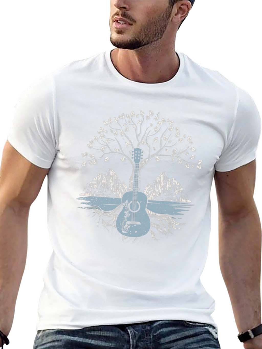 Guitar Tree Graphic Tee - Nature Inspired Music Shirt