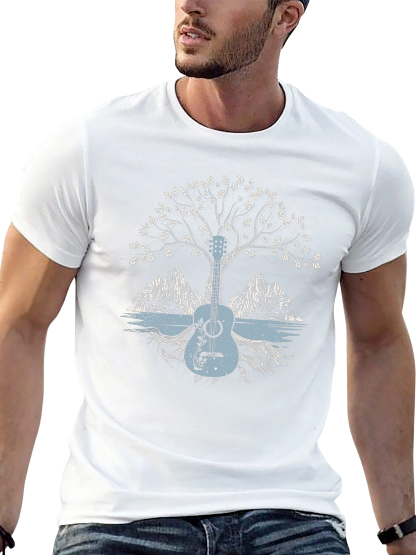 Guitar Tree Graphic Tee - Nature Inspired Music Shirt