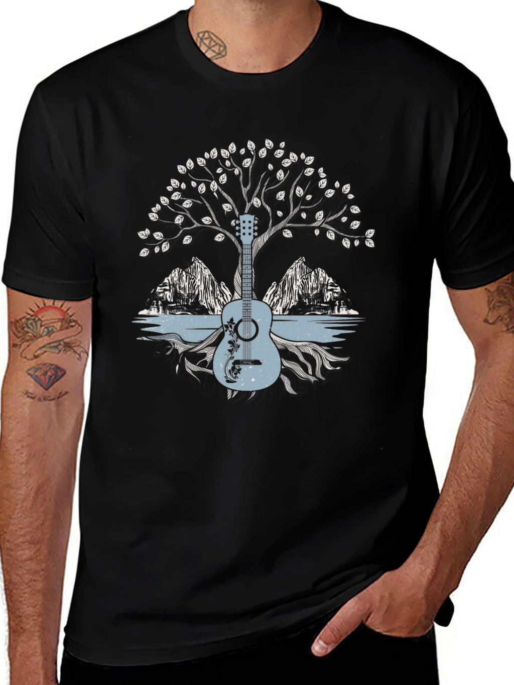 Guitar Tree Graphic Tee - Nature Inspired Music Shirt