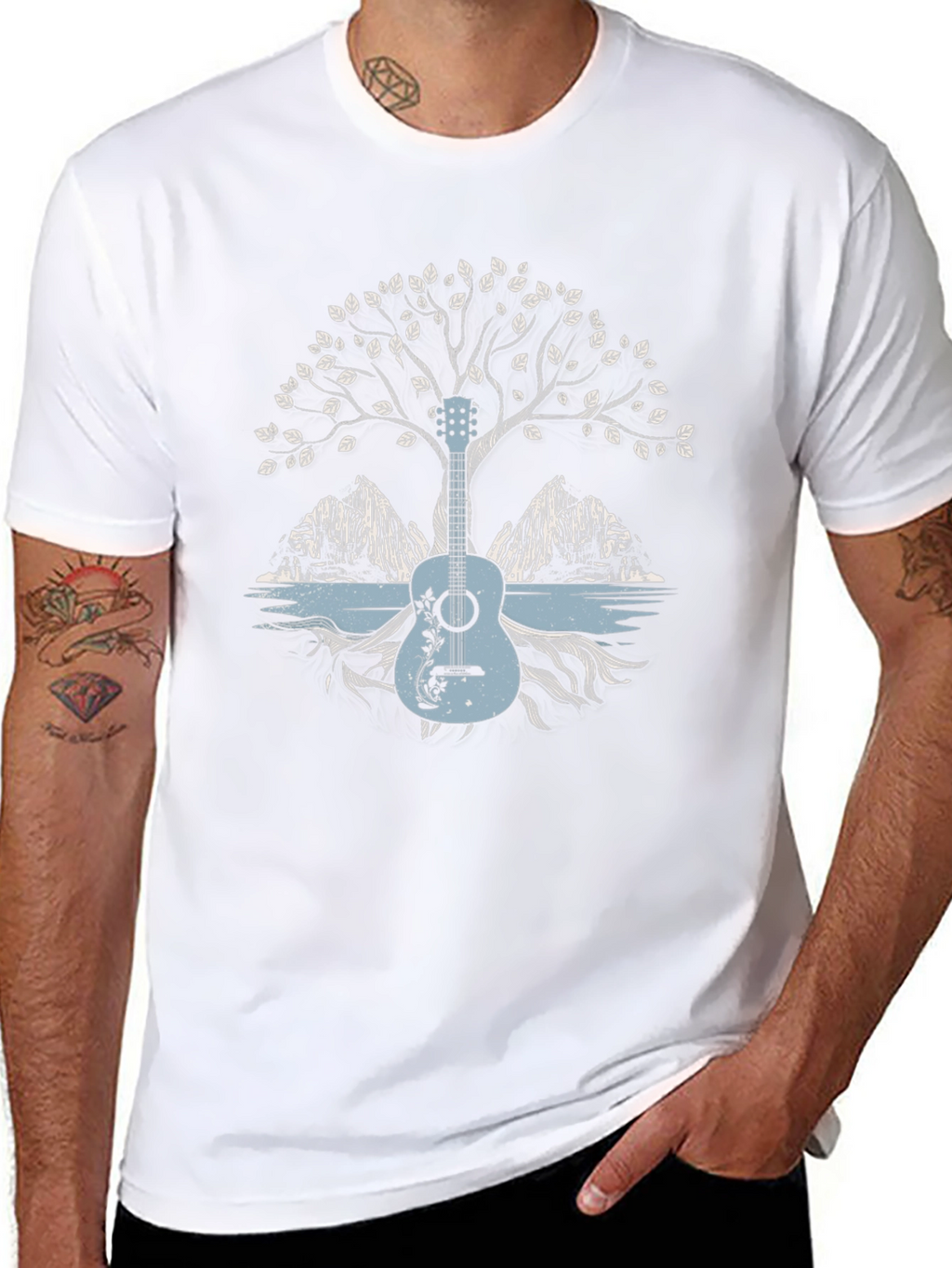 Guitar Tree Graphic Tee - Nature Inspired Music Shirt