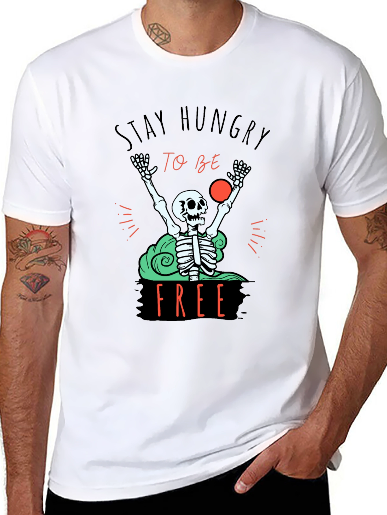 Stay Hungry T-Shirt - Skeleton Graphic Tee