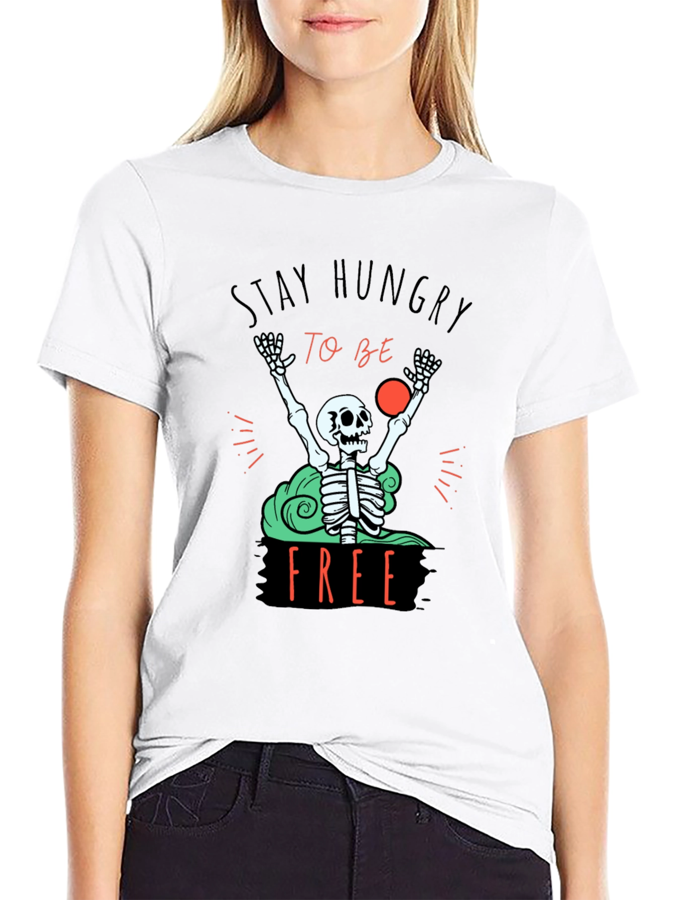 Stay Hungry T-Shirt - Skeleton Graphic Tee