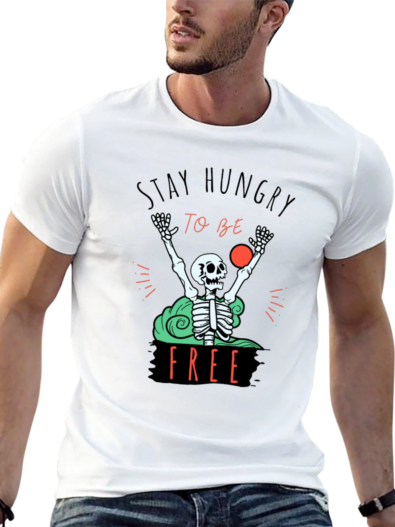 Stay Hungry T-Shirt - Skeleton Graphic Tee