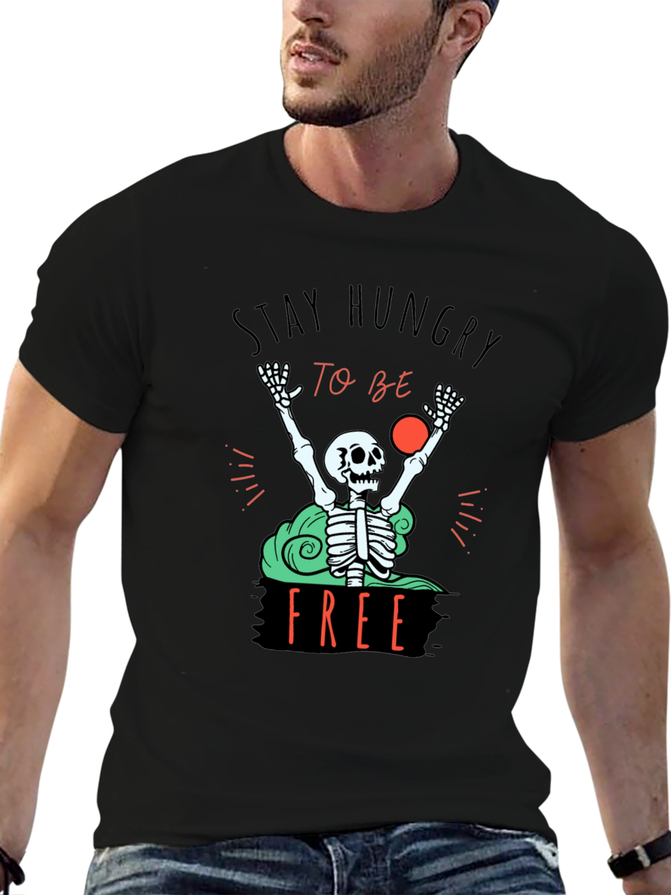 Stay Hungry T-Shirt - Skeleton Graphic Tee